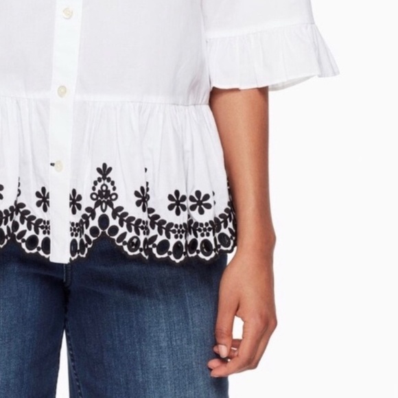 Kate Spade Short Sleeve Cutwork Top - Picture 5 of 6